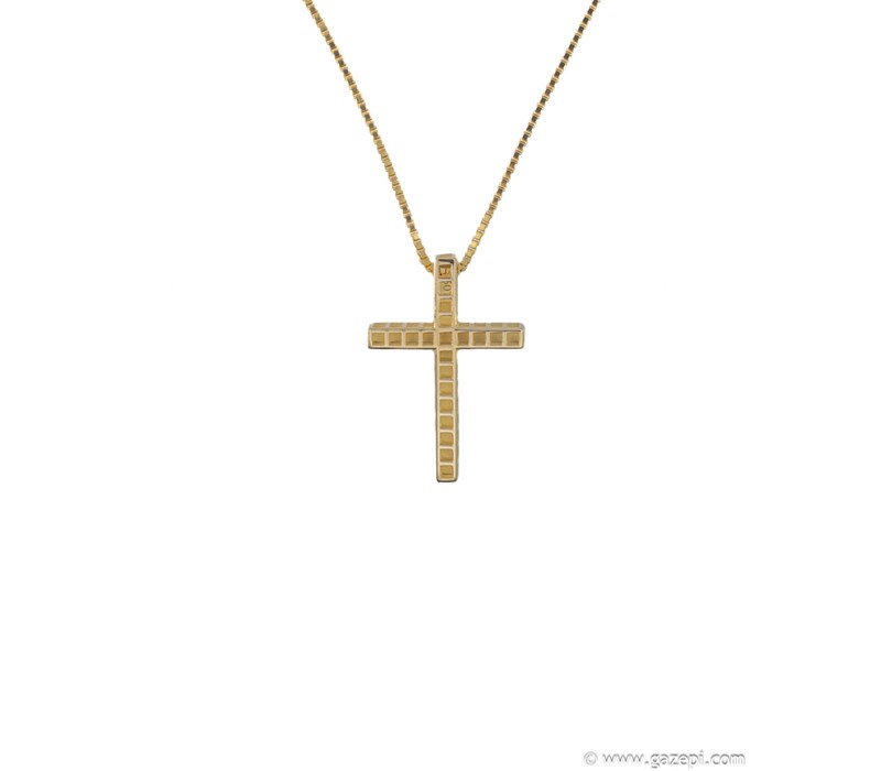 Χειροποίητος σταυρός με δύο πλευρές σε χρυσό 18Κ(τιμή χωρίς αλυσίδα).