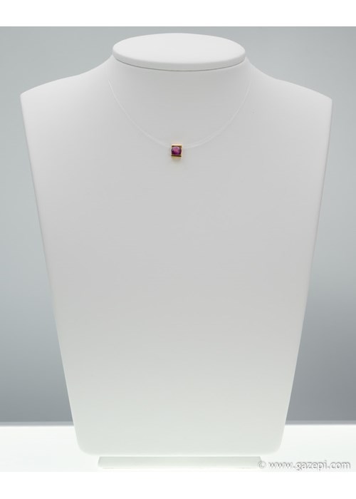 Handcrafted necklace, gold 18K with brilliant cut garnet.
