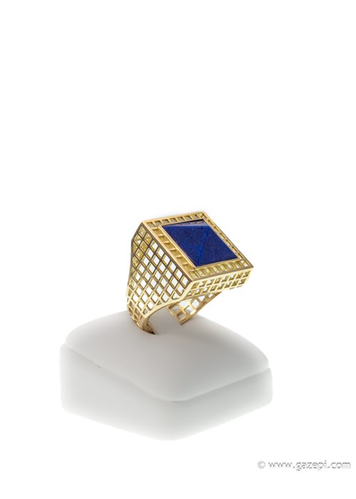 Χειροποίητο δαχτυλίδι σε χρυσό 18Κ με lapis lazuli.