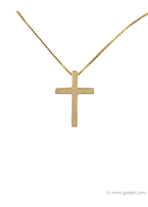 Χειροποίητος σταυρός με δύο πλευρές σε χρυσό 18Κ(τιμή χωρίς αλυσίδα).