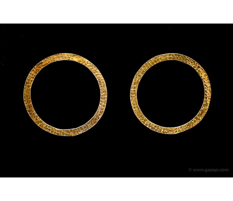 Handcrafted pair of Hoop Earrings. Gold Plated Sterling Silver .925 