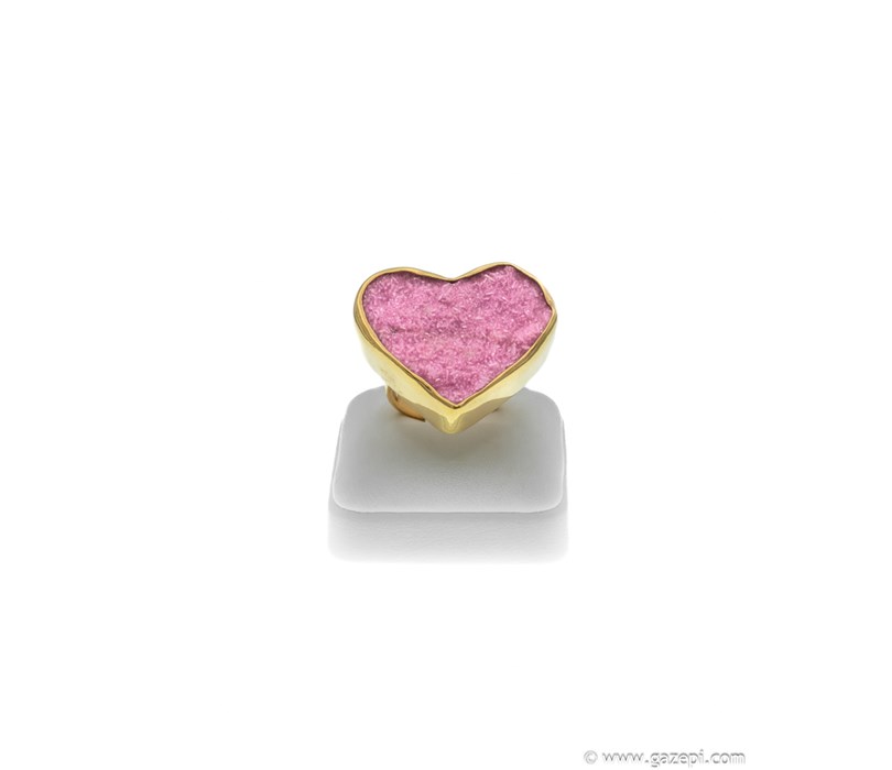 Χειροποίητο Δαχτυλίδι, Αχάτης σε ροζ χρώμα, Χρυσός Κ18