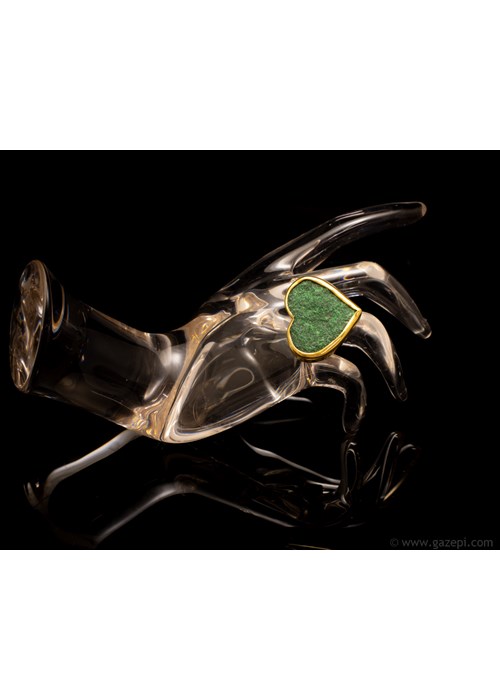 Handmade Ring, Agate in green color & Gold 18K 