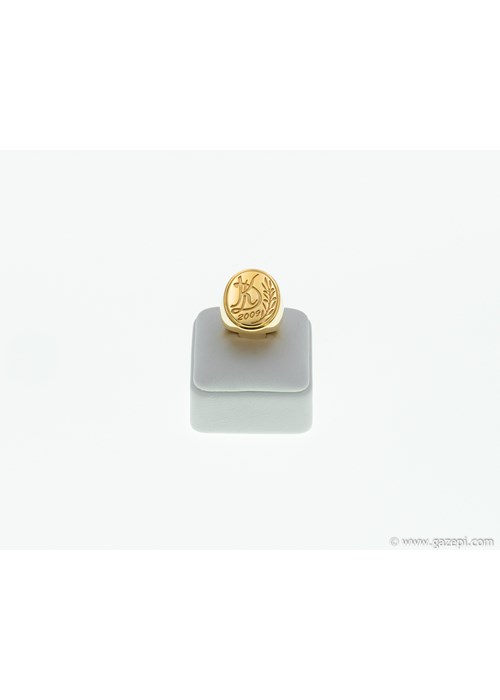 Χειροποίητο δαχτυλίδι, χρυσός 18Κ με χαραγμένα αρχικά & χρονολογία.