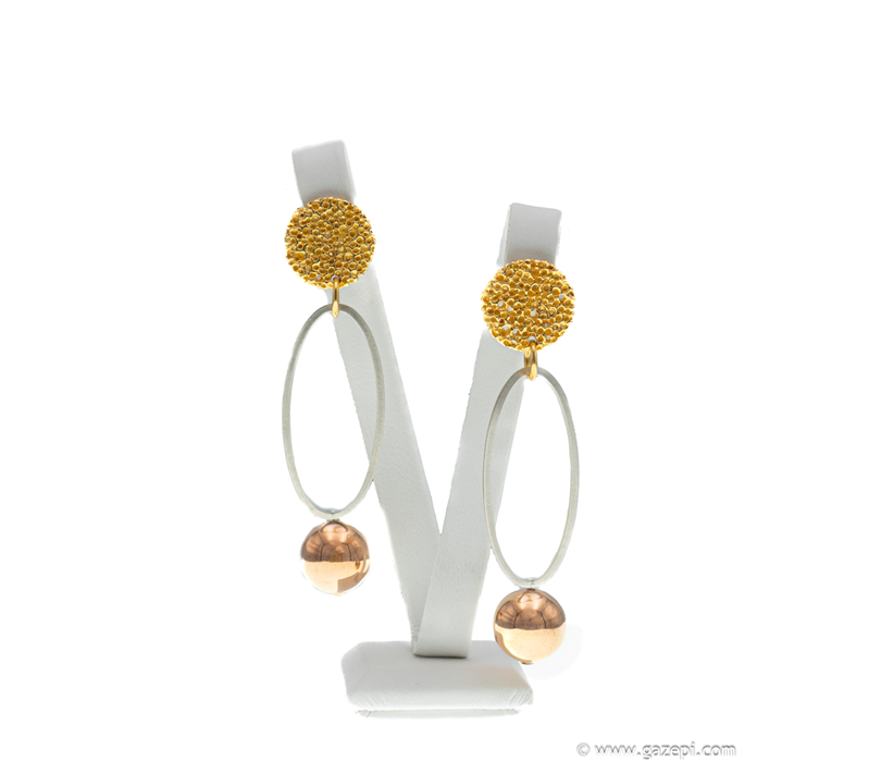 Handcrafted earrings in silver 925 gold & pink plated.